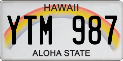 HI license plate YTM987