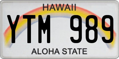 HI license plate YTM989