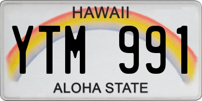 HI license plate YTM991