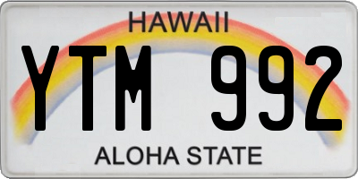 HI license plate YTM992
