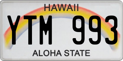 HI license plate YTM993