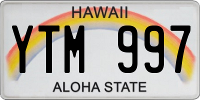 HI license plate YTM997