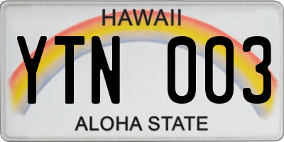 HI license plate YTN003