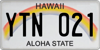 HI license plate YTN021