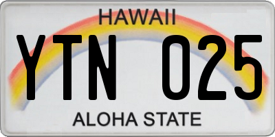 HI license plate YTN025
