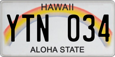 HI license plate YTN034
