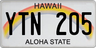 HI license plate YTN205