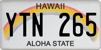 HI license plate YTN265