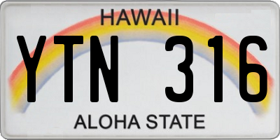 HI license plate YTN316