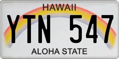 HI license plate YTN547