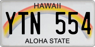 HI license plate YTN554