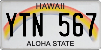 HI license plate YTN567