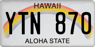 HI license plate YTN870