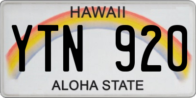 HI license plate YTN920