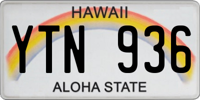 HI license plate YTN936