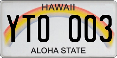HI license plate YTO003