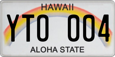 HI license plate YTO004