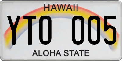 HI license plate YTO005