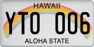 HI license plate YTO006