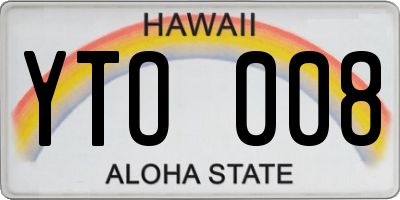 HI license plate YTO008