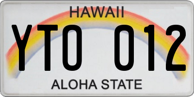 HI license plate YTO012