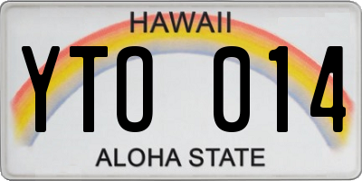 HI license plate YTO014