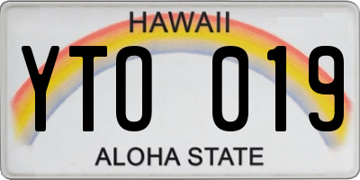 HI license plate YTO019