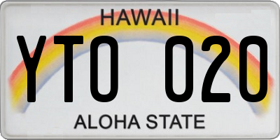HI license plate YTO020
