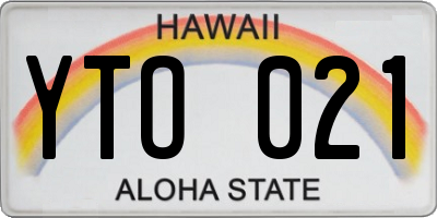 HI license plate YTO021