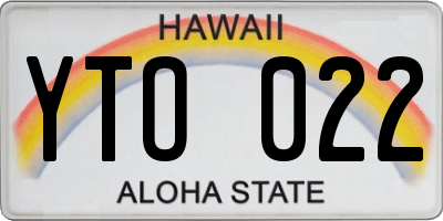 HI license plate YTO022