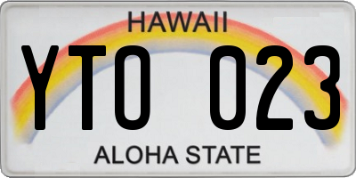 HI license plate YTO023