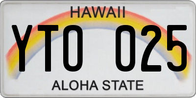 HI license plate YTO025