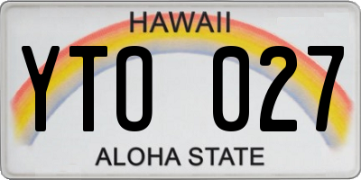 HI license plate YTO027