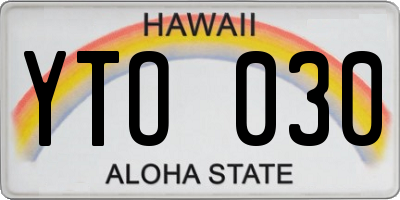 HI license plate YTO030