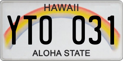 HI license plate YTO031