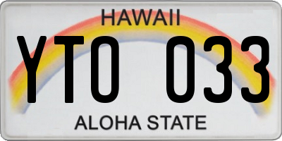 HI license plate YTO033