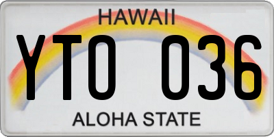 HI license plate YTO036