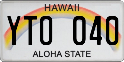 HI license plate YTO040