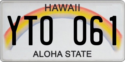 HI license plate YTO061