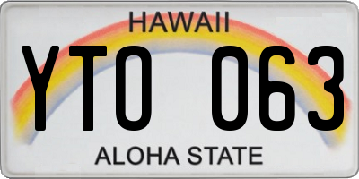 HI license plate YTO063