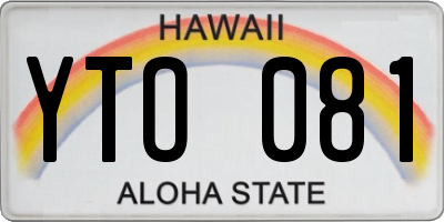 HI license plate YTO081