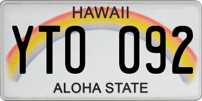 HI license plate YTO092