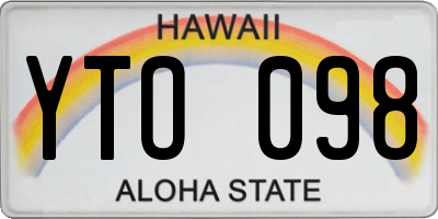 HI license plate YTO098