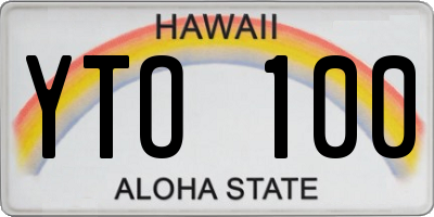 HI license plate YTO100