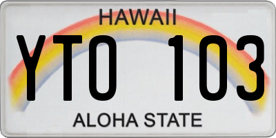 HI license plate YTO103