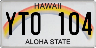 HI license plate YTO104