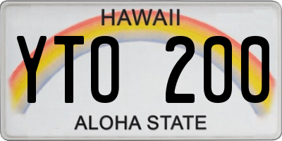 HI license plate YTO200