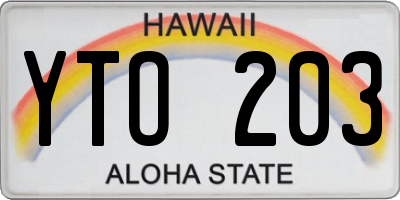 HI license plate YTO203