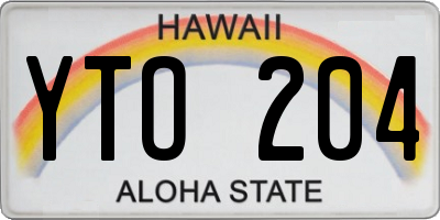 HI license plate YTO204
