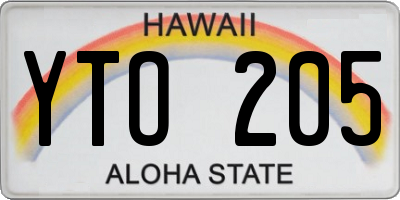 HI license plate YTO205